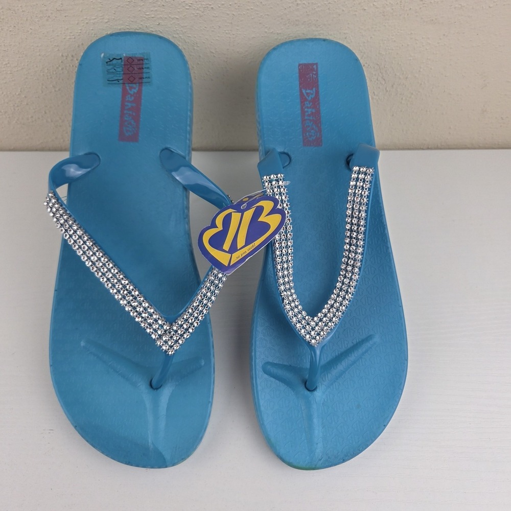 Bahia Blue Embellished Thong‎ Sandals Women's Size 10 NEW!